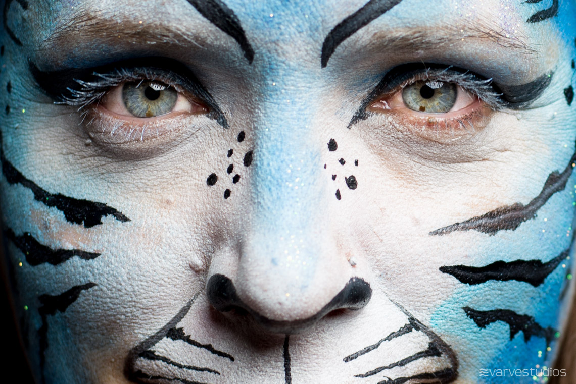 blue tiger face painting