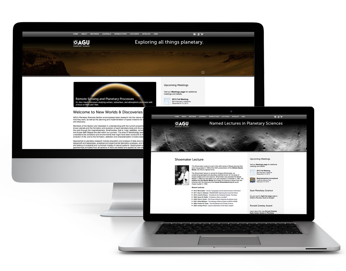 desktop and laptop views of AGU website