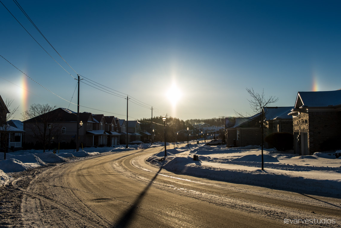 Sundogs over Canadian suburb