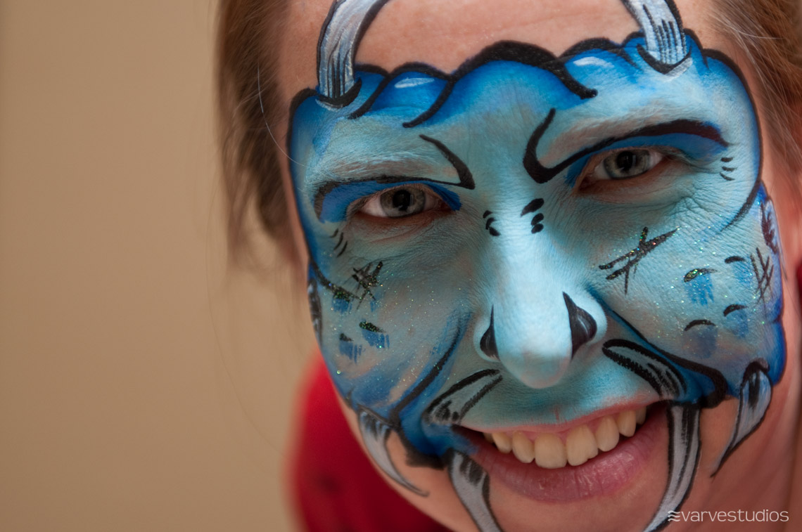 blue monster face painting